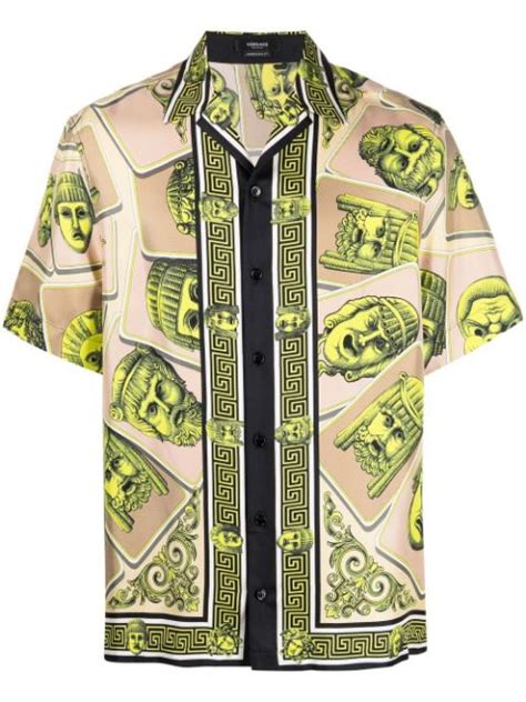 Tom Audreath Bekken Hoofd Versace Blouse Heren Korte Mouwen Idioot