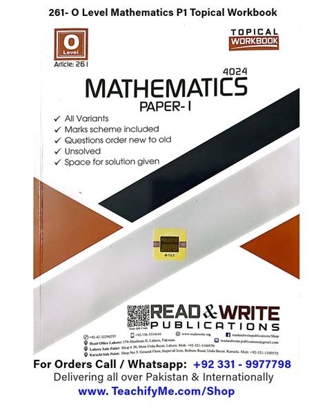 O Level Mathematics Paper Topical Workbook Unsolved Past