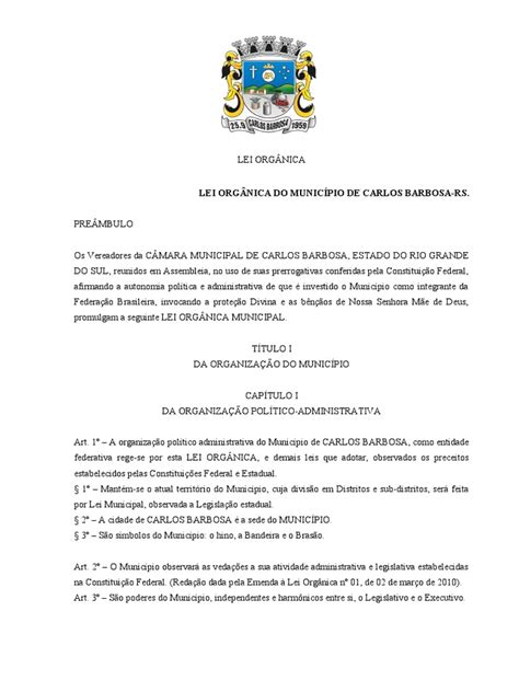 Lei Organica Municipal Pdf Emenda Constitucional Orçamento