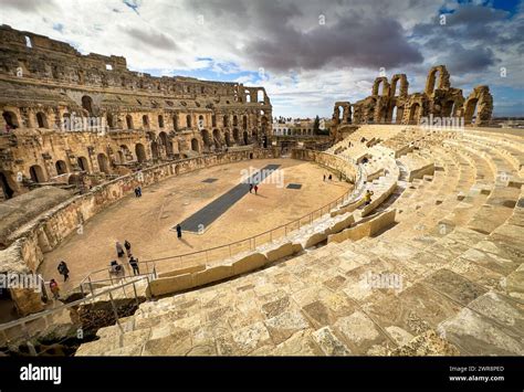 A Panorama Of The Interior Of Roman Amphitheatre In El Jem Thysdrus