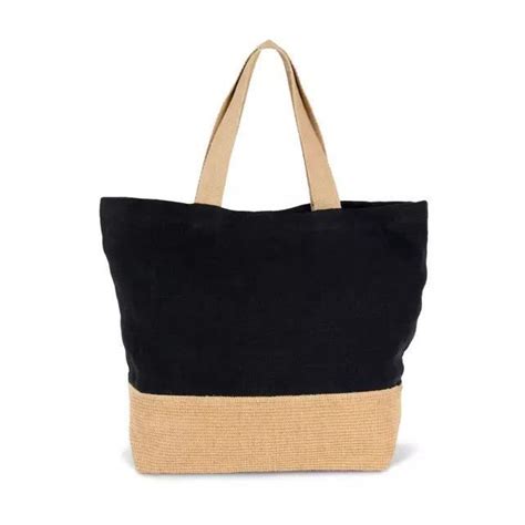 Sac En Toile De Jute Kimood Natural Washedblack Tu Cdiscount