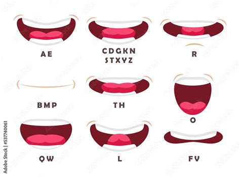 English Alphabet Letters Pronunciation Set Vector Illustrations Of