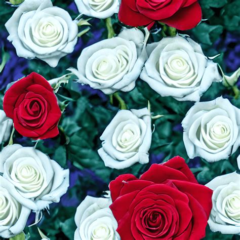 Red White Blue Roses Hyper Realistic Pattern · Creative Fabrica