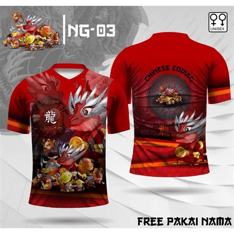 Jual Baju Imlek Shio Naga 2024 Jersey Shio All Zodiac Kaos Zodiak