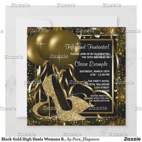 Black Gold High Heels Womans Birthday Party Invitation Zazzle Artofit