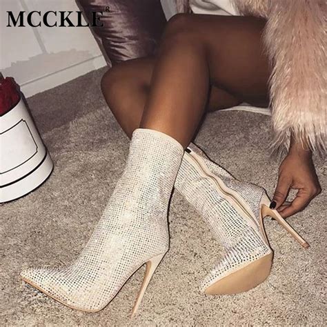 Mcckle Plus Size Women Sexy Thin High Heels Motorcycle Boots Female