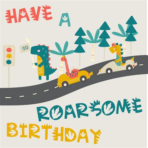 Have A Roarsome Birthday Confetti Exploding Greetings Card Boomf