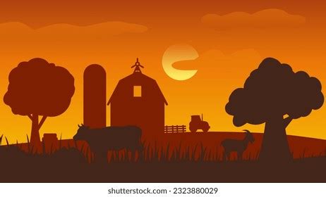 Barn Silhouette Over 20 081 Royalty Free Licensable Stock