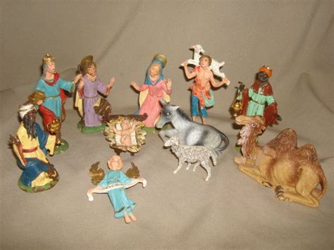 Vintage Fontanini Nativity Figure Set Depose Italy Spider Marked