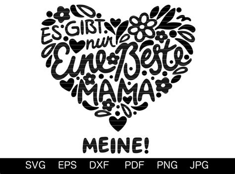 Mamaherz Plotterdatei Svg Dxf Fcm Muttertag Mama Mutter Geburtstag