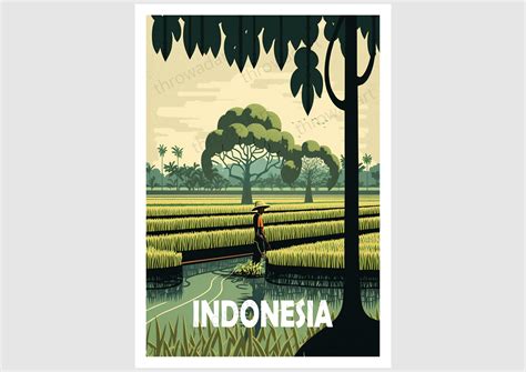 Indonesia Travel Poster Indonesia Illustration Indonesia Print T