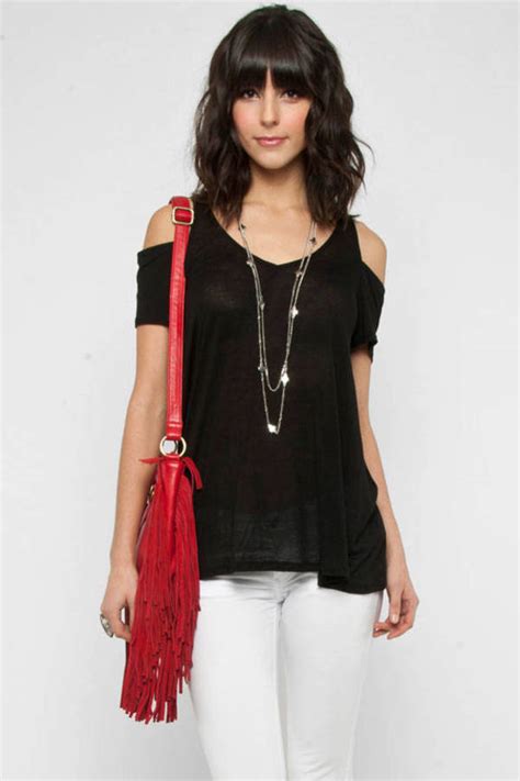 Peek A Boo Shoulder Top In Black 33 Tobi Us