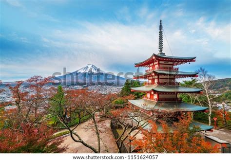 Mount Fuji Chureito Pagoda Sunrise Autumn Stock Photo 1151624057 ...