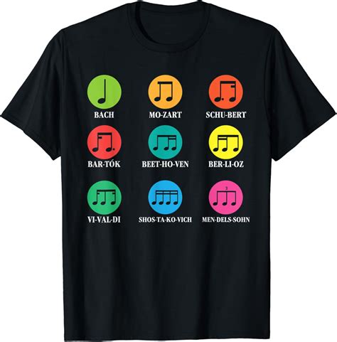 Classic Composers Classical Music Musical Notes T Shirt Clothing