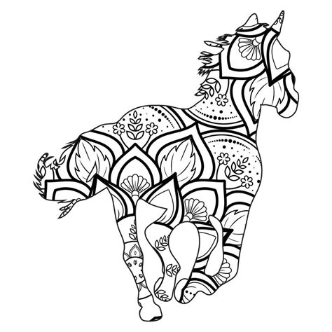 Page De Coloriage De Mandala De Cheval Pour Enfants Et Adultes