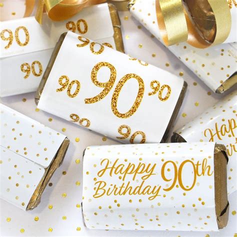 90th Birthday Candy Wrappers For Miniature Chocolate Bars 45ct