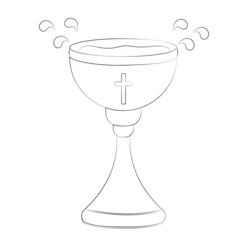 Silver Font For Baptism Vector Illustration In Doodle Style