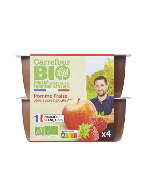 Compote Pomme Fraise Sans Sucres Ajout S Carrefour Bio