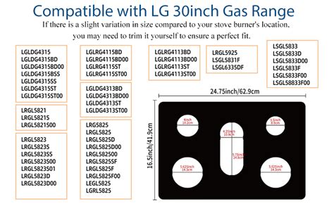 Stove Cover For 30 Inch Lg Gas Range Model Lgldg4315 Lrg4115 Lrg4113 Ldg4313