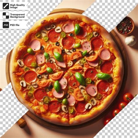 Premium Psd Psd Pizza With Salami And Tomatoes On Transparent Background