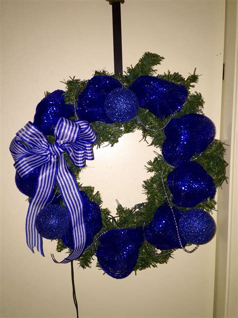 Pre-lit Blue Christmas wreath Blue Christmas, Christmas Wreaths, Hanukkah Wreath, Halloween ...