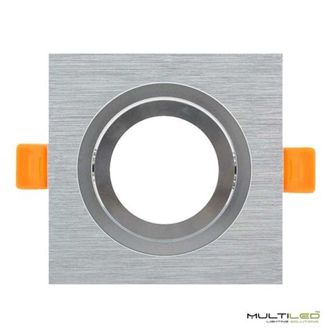 Aro Basculante De Aluminio Cuadrado Soft Para Dicroica Gris Cepillado