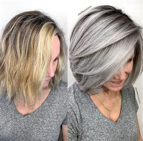 75 Women That Embraced Their Grey Roots And Look Stunning Gray Hair Highlights Blending Gray