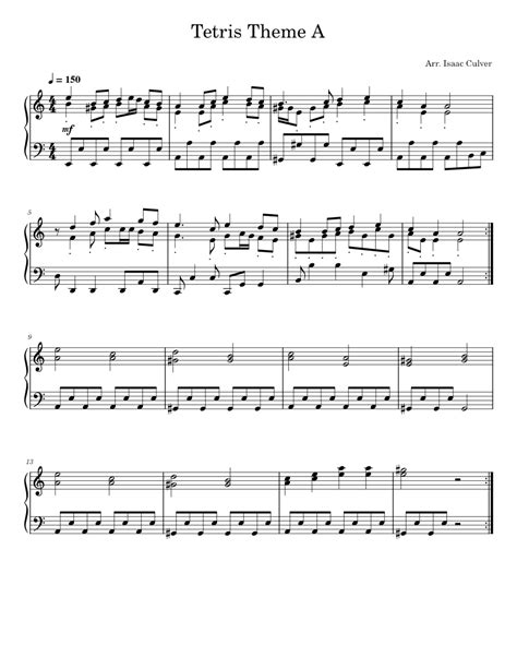 Tetris Theme A Sheet music for Piano, Percussion | Download free in PDF ...