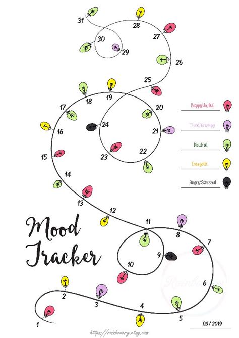 Mood Tracker Printable Template Monthly Mood Track Mood Etsy In 2020 Bullet Journal Mood