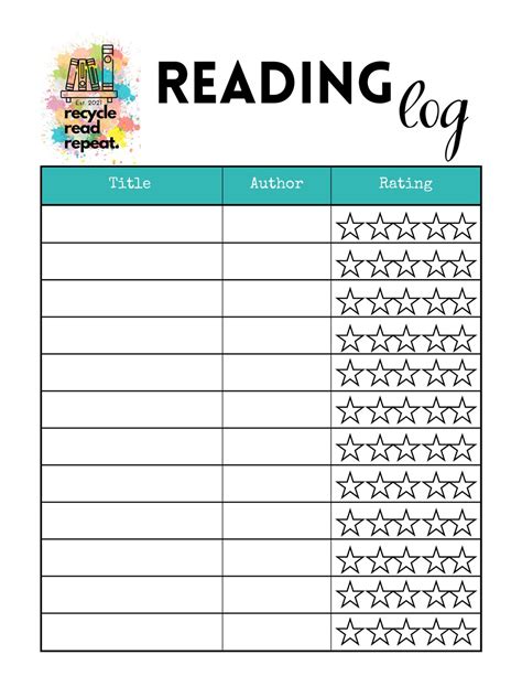 Reading Log: Printable & Editable PDF - Etsy