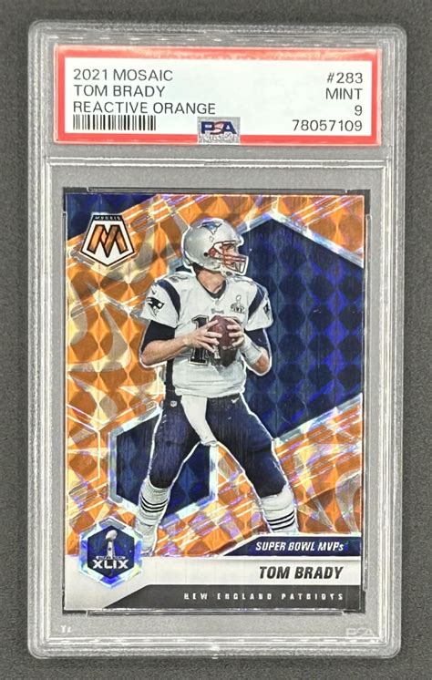 Tom Brady Panini Mosaic Mosaic Reactive Orange Mvp Psa