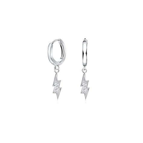 Boucles d oreilles anneau éclair pendante en argent