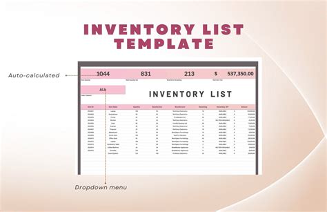 Inventory List Template in Excel, Google Sheets - Download | Template.net