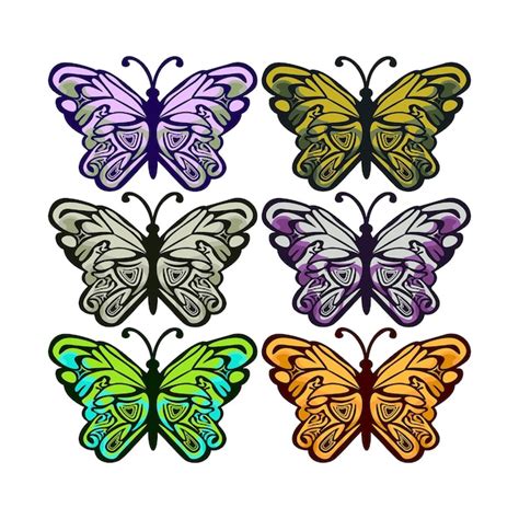 Vector Arte Mariposa Colorido Paquete Vector Premium