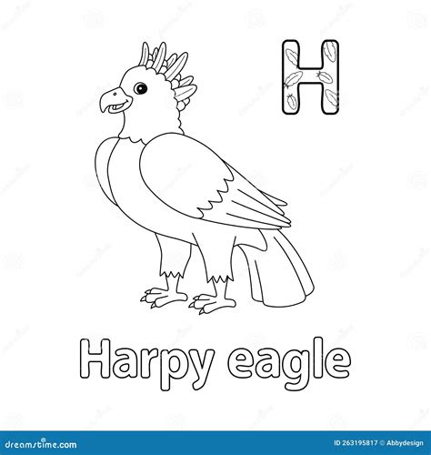 Harpy Eagle Alphabet Abc Isolated Coloring Page H Cartoon Vector