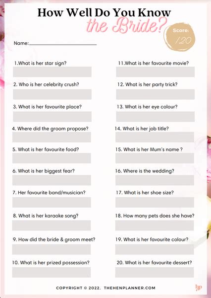 How Well Do You Know The Bride Fun Questions Interesting