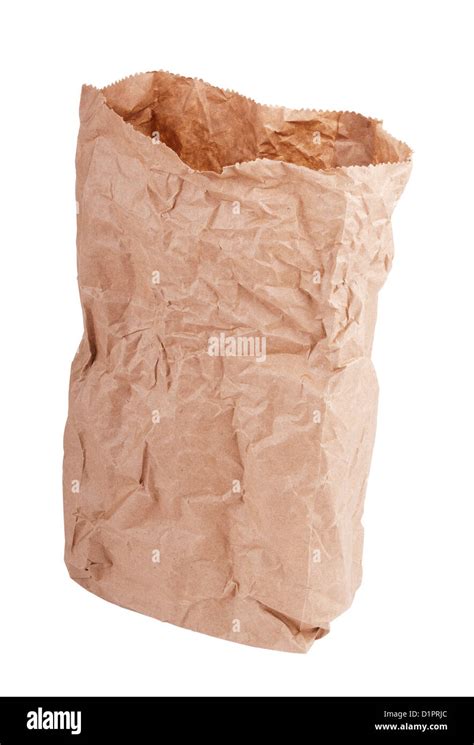 Brown Paper Bag Crushed And Crumpled Isolated On White Stock Photo Alamy