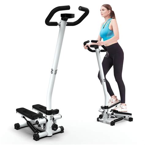 Pingcng Black White Hydraulic Stair Stepper Machine With Handlebar Compact Mini Steppers For