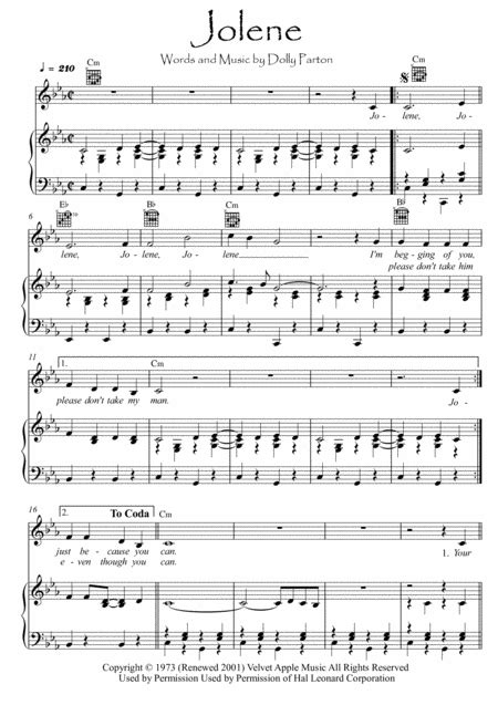 Jolene Arr Pianosheetnow By Dolly Parton Sheet Music For Piano