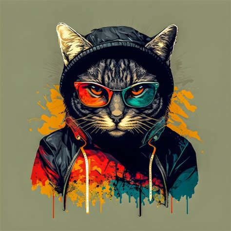 Hipster Niedliche Pop Art Katzen Illustrations Hand Gezeichnet