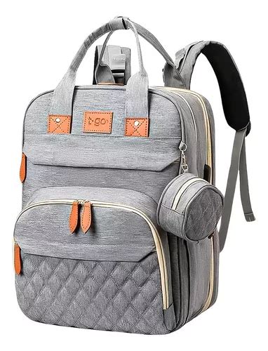 Bolso Mochila Maternal T Go 3 En 1 Cuna Cambiador Color Gris EB341