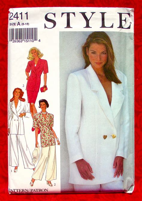 Style Sewing Pattern 2411 Suit Coordinates Jacket Pants Etsy