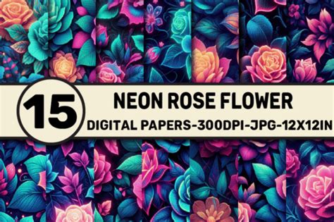 Neon Rose Flowers Crafted Texture Graphic By Elksartstudio Creative