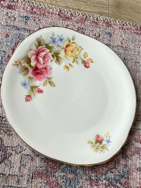 Vintage Arklow Irish Bone China Cake Plate With Lovely Rose Pattern And