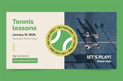 Plantilla De Banner De Venta Horizontal De Tenis Plano Vector Gratis