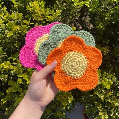 Hand Crafted Accents Handmade Crochet Daisy Flower Coasters Poshmark