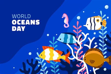 Free Vector Flat Background For World Oceans Day Celebration