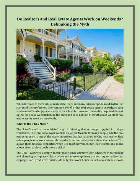 Do Realtors and Real Estate Agents Work on Weekends Debunking the Myth