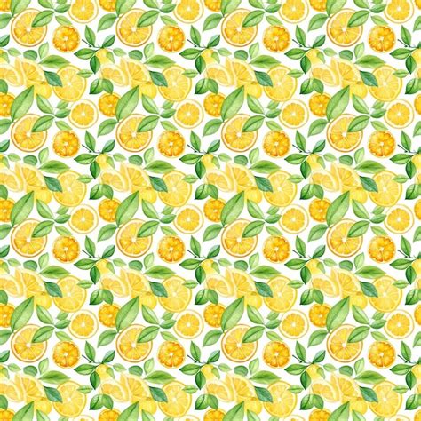 Premium Photo Seamless Watercolour Cute Yellow Lemon Pattern