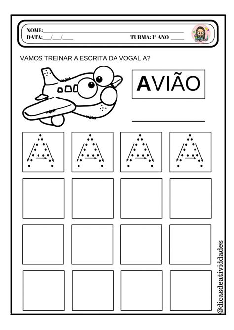 ATIVIDADES AS VOGAIS APRENDENDO O TRAÇADO CORRETO DAS LETRAS